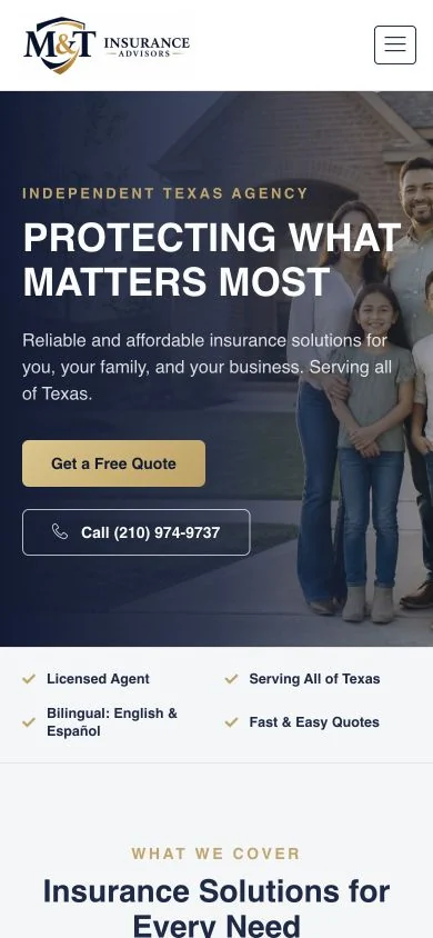 M&T Insurance Advisors — mobile website