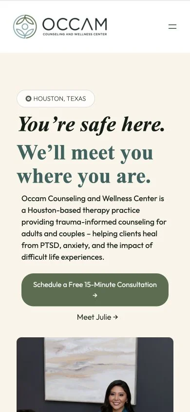 Occam Counseling and Wellness Center — mobile website