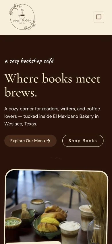 Olguin Books & Warm Matcha — mobile website