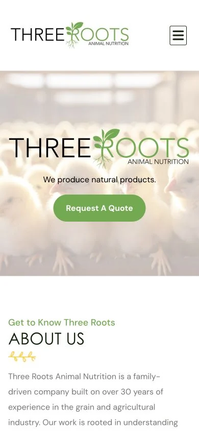 Three Roots Animal Nutrition — mobile website