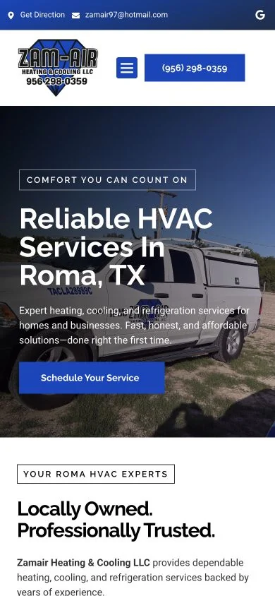 Zamair Heating & Cooling LLC — mobile website
